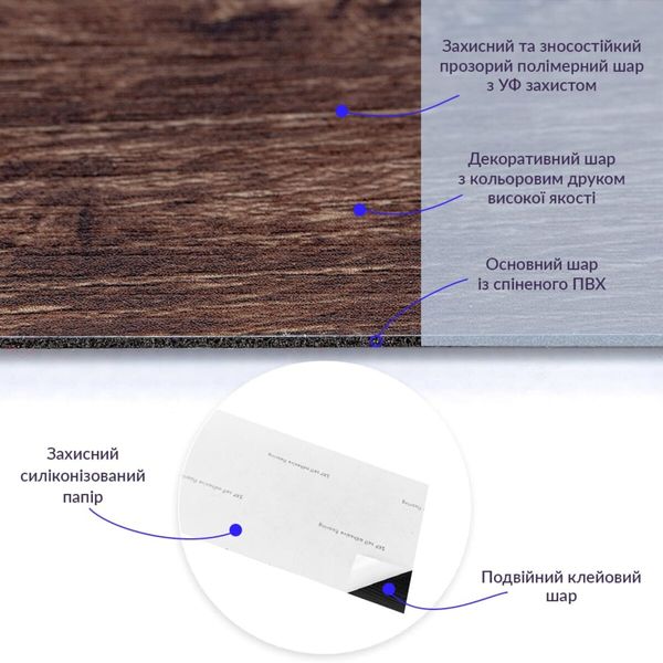 Самоклеюча вінілова плитка каштан, ціна за 1 шт. (СВП-002) Матова SW-00000282 SW-00000282 фото