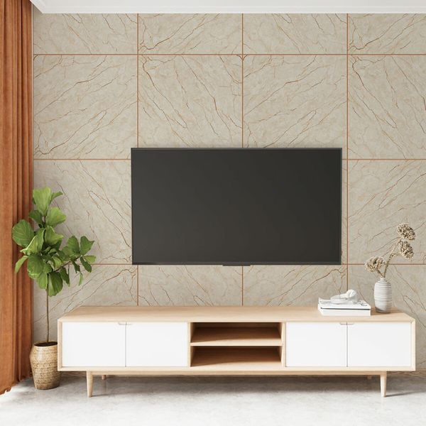 Декоративна ПВХ плита світло-бежевий мармур 600*600*3mm (S) SW-00001629 SW-00001629 фото