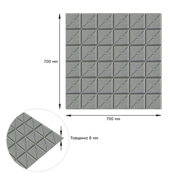 Самоклеюча декоративна 3D панель квадрат срібло 700x700x8мм (177) SW-00000188 SW-00000188 фото